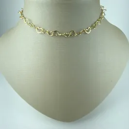 Choker Corações Vazados Folheado a Ouro 18k
