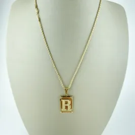 Colar Cordão Baiano com Pingente Letra R Folheado a Ouro 18k