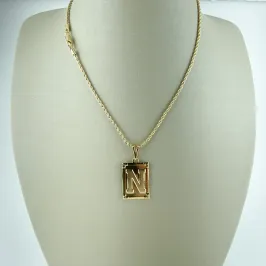 Colar Cordão Baiano com Pingente Letra N Folheado a Ouro 18k