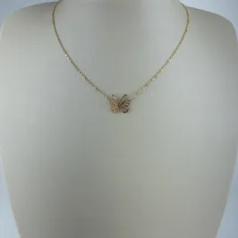 Colar Corrente Americana com Borboleta Folheado a Ouro 18k