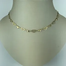 Choker com Corações e Amor Folheado a Ouro 18k