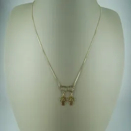 Colar Veneziana Duas Meninas com Coração Folheado a Ouro 18k