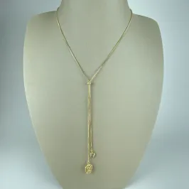 Colar Regulável Coração Vazado e em Zircônia Folheado a Ouro 18k