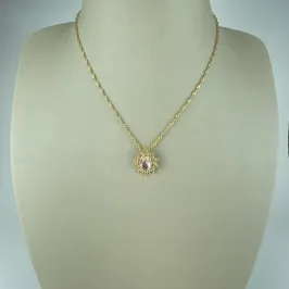 Colar Singapura com Pingente em Zircônia Folheado a Ouro 18k