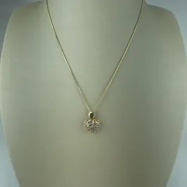 Colar Veneziana com Coração Cravejado de Zircônia Colorida Folheado a Ouro 18k