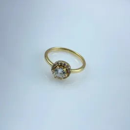 Anel em Zircônias Folheado a Ouro 18k