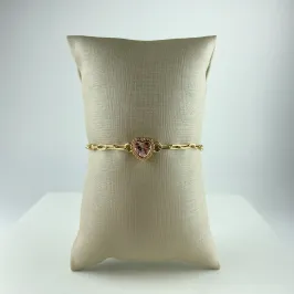 Pulseira Cartier com Coração e Zircônia Folheado a Ouro 18k