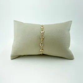 Pulseira com Elos Design de Corações Folheado a Ouro 18k