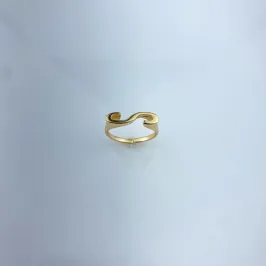 Anel Ajustável Letra S Folheado a Ouro 18k