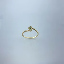 Anel Coração com Zircônia Verde Folheado a Ouro 18k