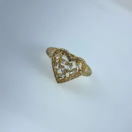 Anel Design Coração em Zircônia Folheado a Ouro 18k