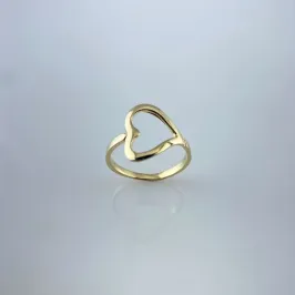 Anel Design de Coração Vazado Lateral Folheado a Ouro 18k