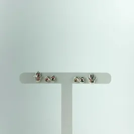 Brinco Duo Mão de Fátima / Símbolo Infinito em Prata 925