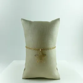 Pulseira Dupla com Pingente Estrela Folheado a Ouro 18k