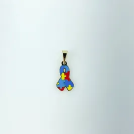 Pingente Laço Símbolo Autismo Folheado a Ouro 18k