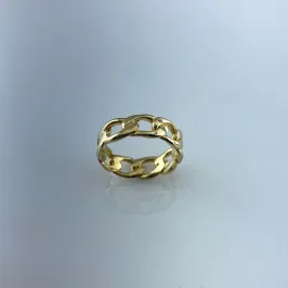 Anel Design de Corrente Groumet  Folheado a Ouro 18k