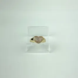 Anel Design de Coração em Zircônias Folheado a Ouro 18k