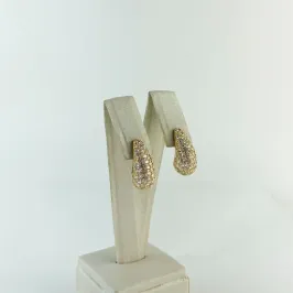 Brinco Gota Cravejado em Zircônias Folheado a Ouro 18 K
