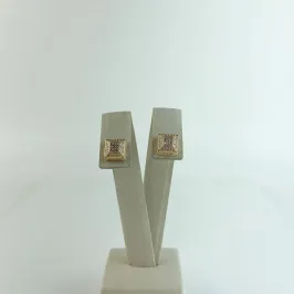 Brinco Quadrado Abaulado Folheado a Ouro 18 K