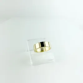Anel Largo com Filetes de Zircônia Folheado a Ouro 18k