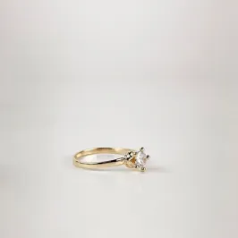 Anel Coroa Solitário Folheado a Ouro 18k
