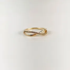 Anel Entrelaçado Duplo em Zircônias Folheado a OUro 18k
