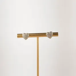 Brinco Coração em Zircônia Folheado a Ouro 18k