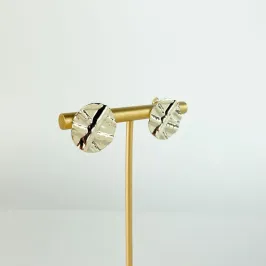 Brinco Dois Círculos em Relevo Folheado a Ouro 18k