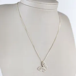 Colar Borboleta Cravejada em Zircônias Folheado a Ouro 18k