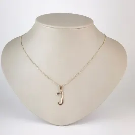 Colar Pingente Letra J Folheado a Ouro 18k