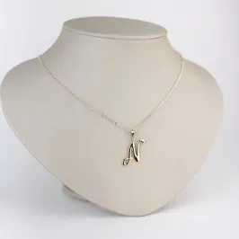 Colar Pingente Letra N Folheado a Ouro 18k