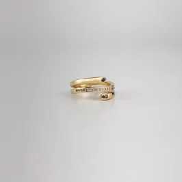Anel Aros Triplos Cravejado em Zircônias Folheado a Ouro 18k