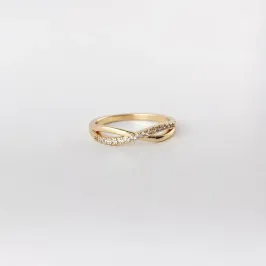 Anel Aros Duplos em Zircônias Folheado a Ouro 18k