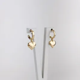 Brinco Argola Pingente de Coração Folheado a Ouro 18k