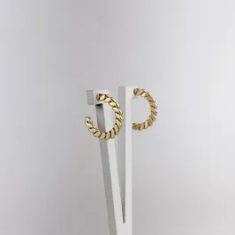 Brinco Argola Trançada Folheado a Ouro 18k