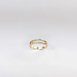 Anel Aros Duplos Cravejado em Zircônias Folheado a Ouro 18k