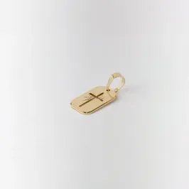 Pingente Placa Cruz Folheado a Ouro 18k