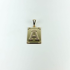 Pingente Placa Letra A Folheado a Ouro 18k