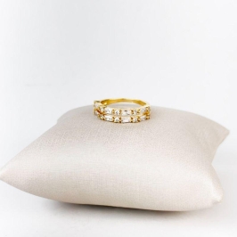 Anel Luxo Aros Duplos em Zircônias Folheado a Ouro 18k