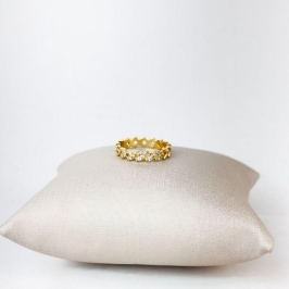 Anel Ramo de Folhas em Zircônias Folheado a Ouro 18k