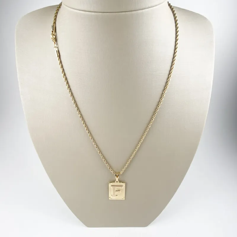 Colar Cordão Baiano com Pingente Letra F Folheado a Ouro 18k