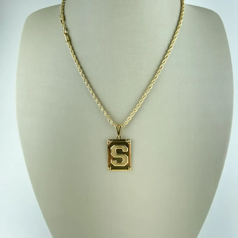 Colar Cordão Baiano com Pingente Letra S Folheado a Ouro 18k