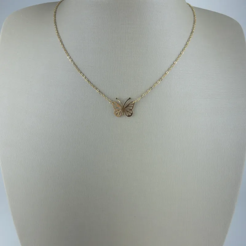 Colar Corrente Americana com Borboleta Folheado a Ouro 18k