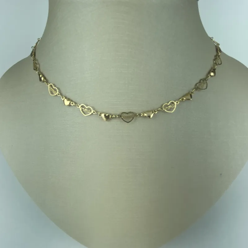 Choker com Corações e Amor Folheado a Ouro 18k