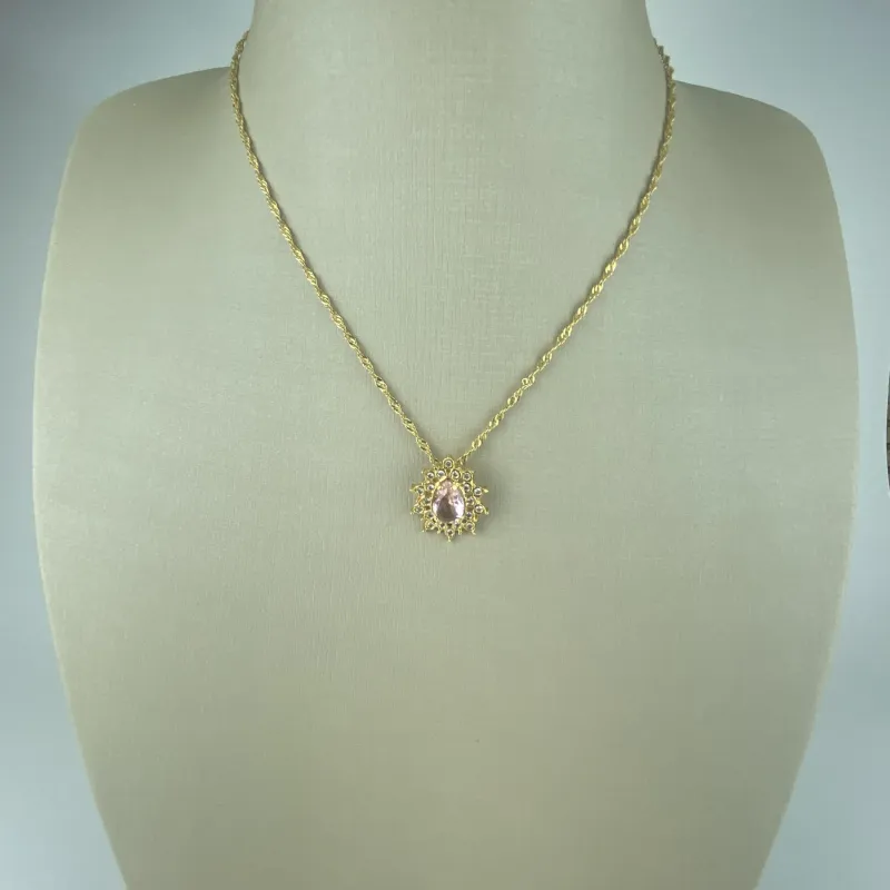 Colar Singapura com Pingente em Zircônia Folheado a Ouro 18k