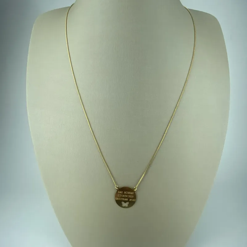 Colar Veneziana com Pingente de Borboleta Folheado a Ouro 18k