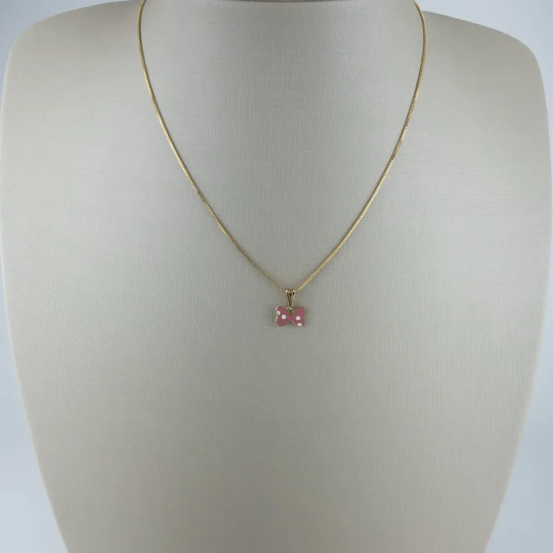 Colar Veneziana com Pingente de Lacinho Folheado a Ouro 18k