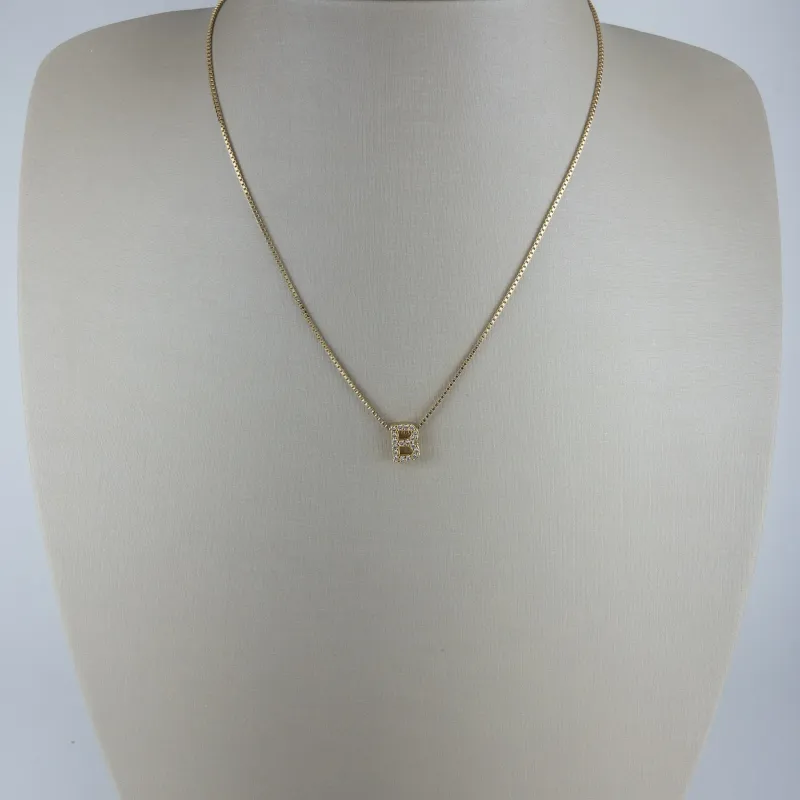 Colar Veneziana com Pingente de Letra Cravejada de Zircônias Folheado a Ouro 18k