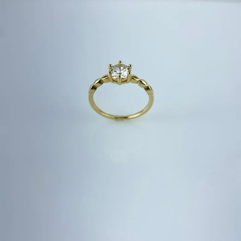 Anel Solitário em Zircônia Folheado a Ouro 18k