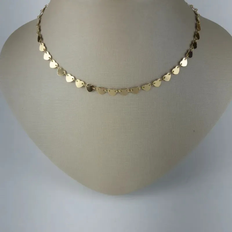 Choker com Corações Lisos Folheado a Ouro 18k